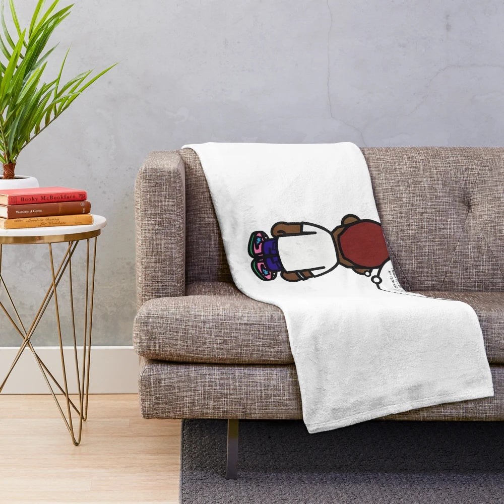 Plush blanket featuring music-inspired album art and song lyrics