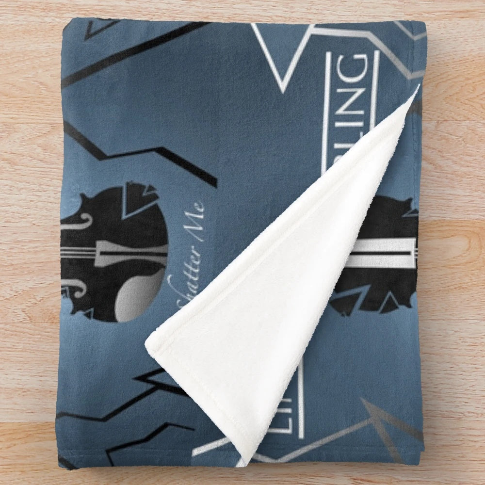 Music-themed plush blanket featuring a band logo design