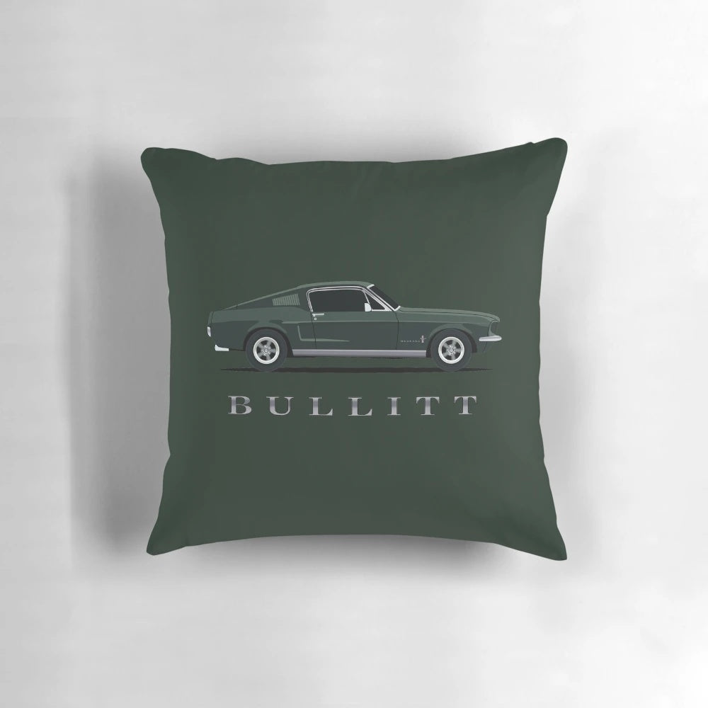 Mustang Bullitt-inspired pillow with the classic car design
