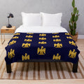 Blue plush blanket with Napoleonic imperial eagle design
