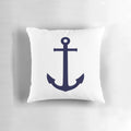 Navy blue anchor-themed pillow against a white background