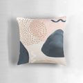 Navy blue and pink abstract patterned decorative throw pillow