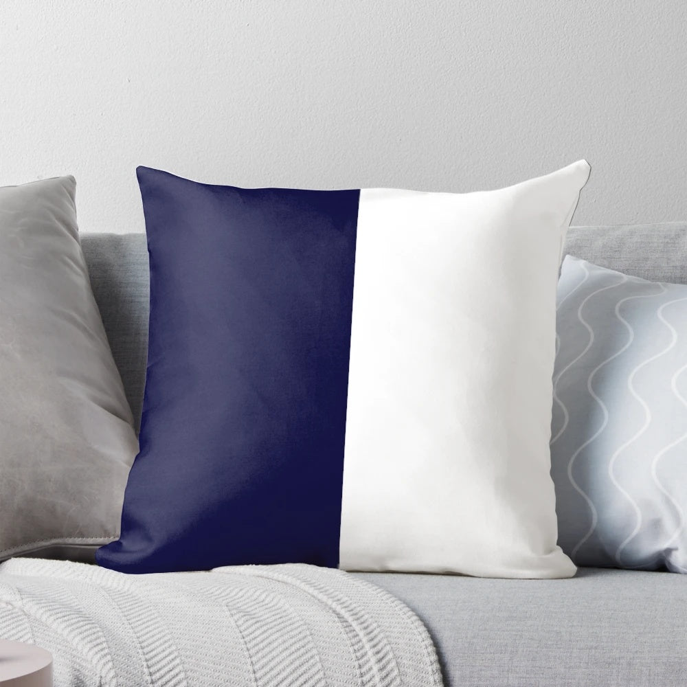 Navy blue and white striped decorative pillow