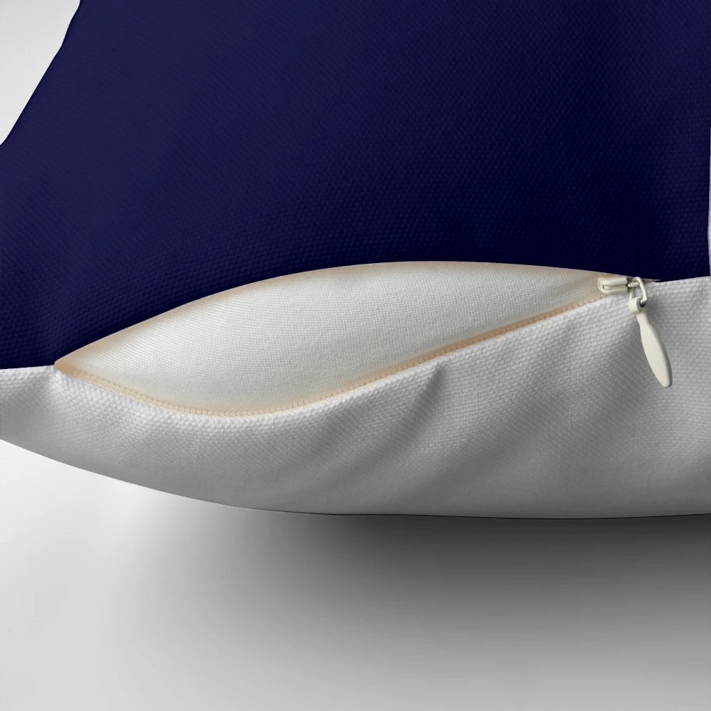 Navy blue and white striped decorative pillow
