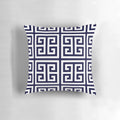 Navy blue and white greek key pattern decorative pillow