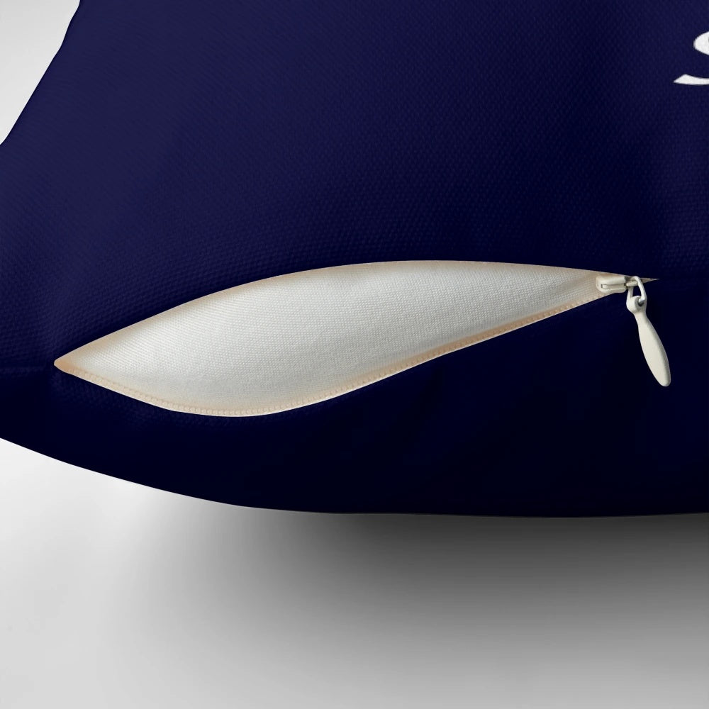 Navy blue and white compass rose decorative pillow