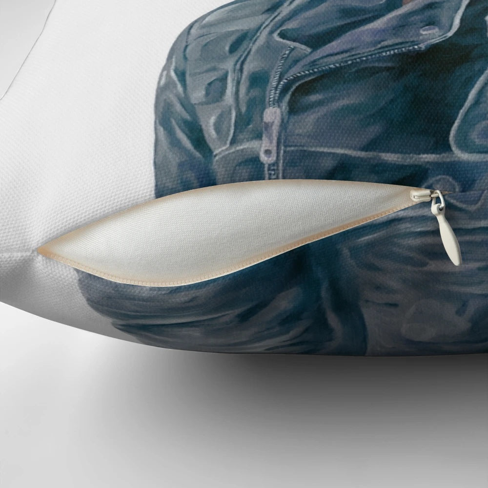 Navy blue deer art pillow with a minimalist, Scandinavian-inspired design