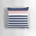 Navy blue, pink, and white minimalist striped pillow
