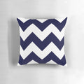 Navy blue and white wide chevron striped decorative throw pillow