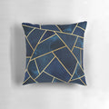 Navy and gold geometric patterned decorative throw pillow