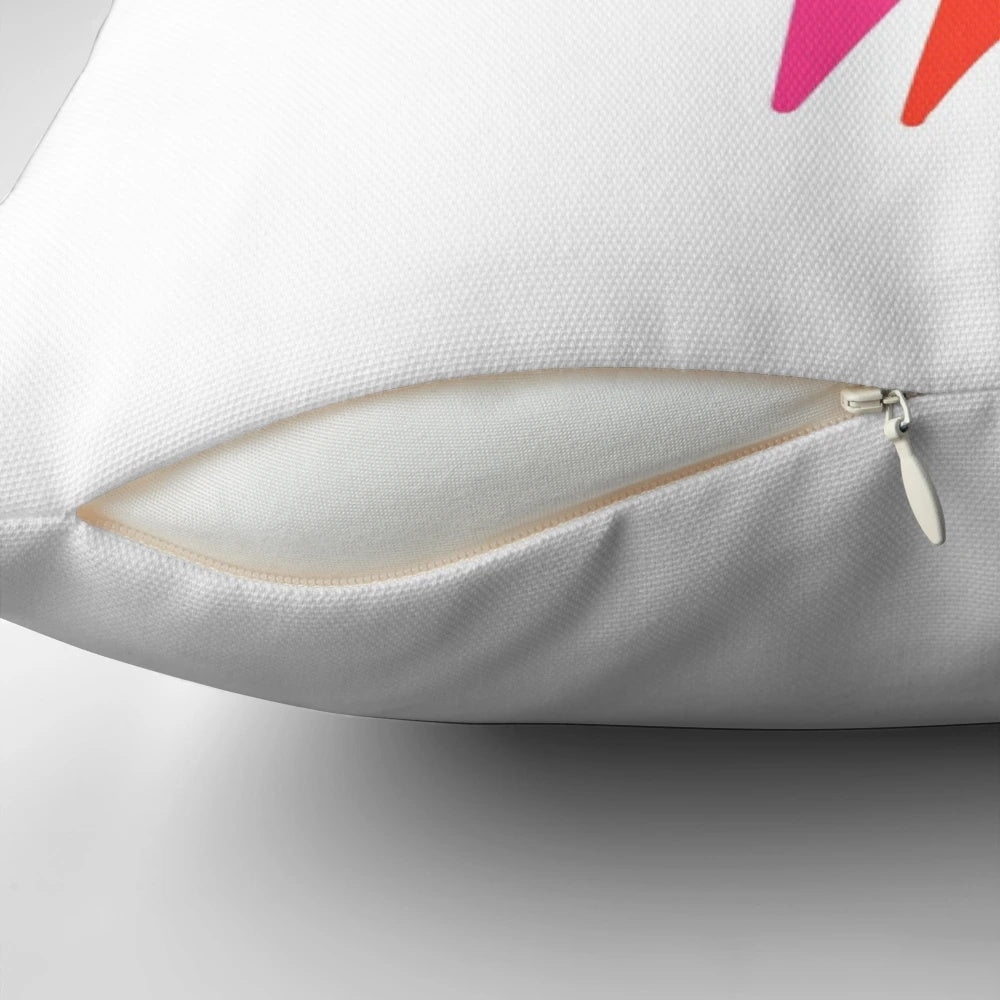 Vibrant neon lightning bolt design on a plush throw pillow for a modern, aesthetic home accent.