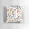 A stylish throw pillow featuring a monochrome hand-drawn design inspired by the popular TV sitcom "New Girl".