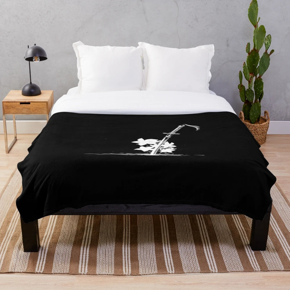 Nier Automata inspired plush blanket with 2B, 9S, and A2 characters