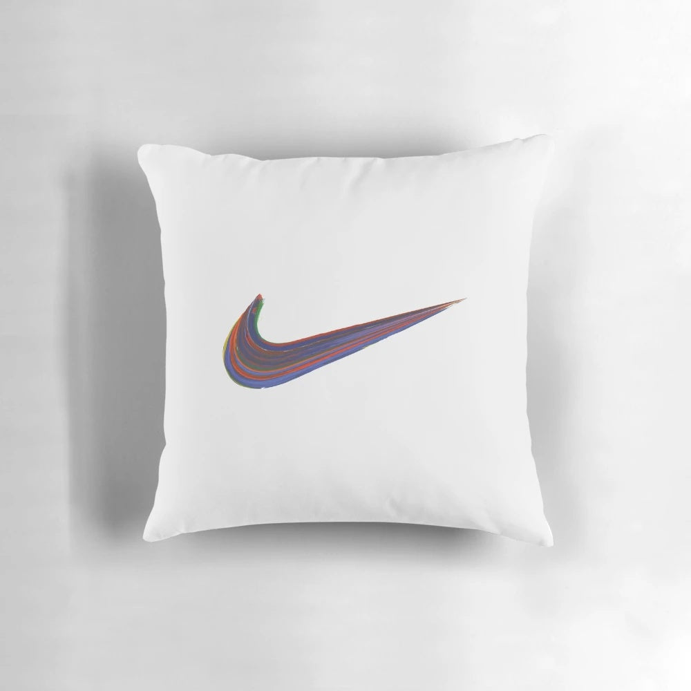 White Nike Logo Pillow - Iconic Swoosh Design for Comfortable Home Accent