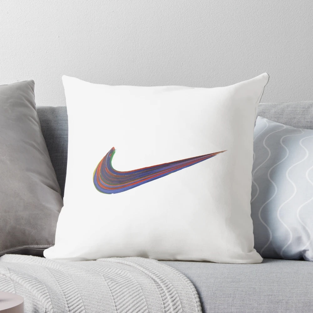 White Nike Logo Pillow - Iconic Swoosh Design for Comfortable Home Accent