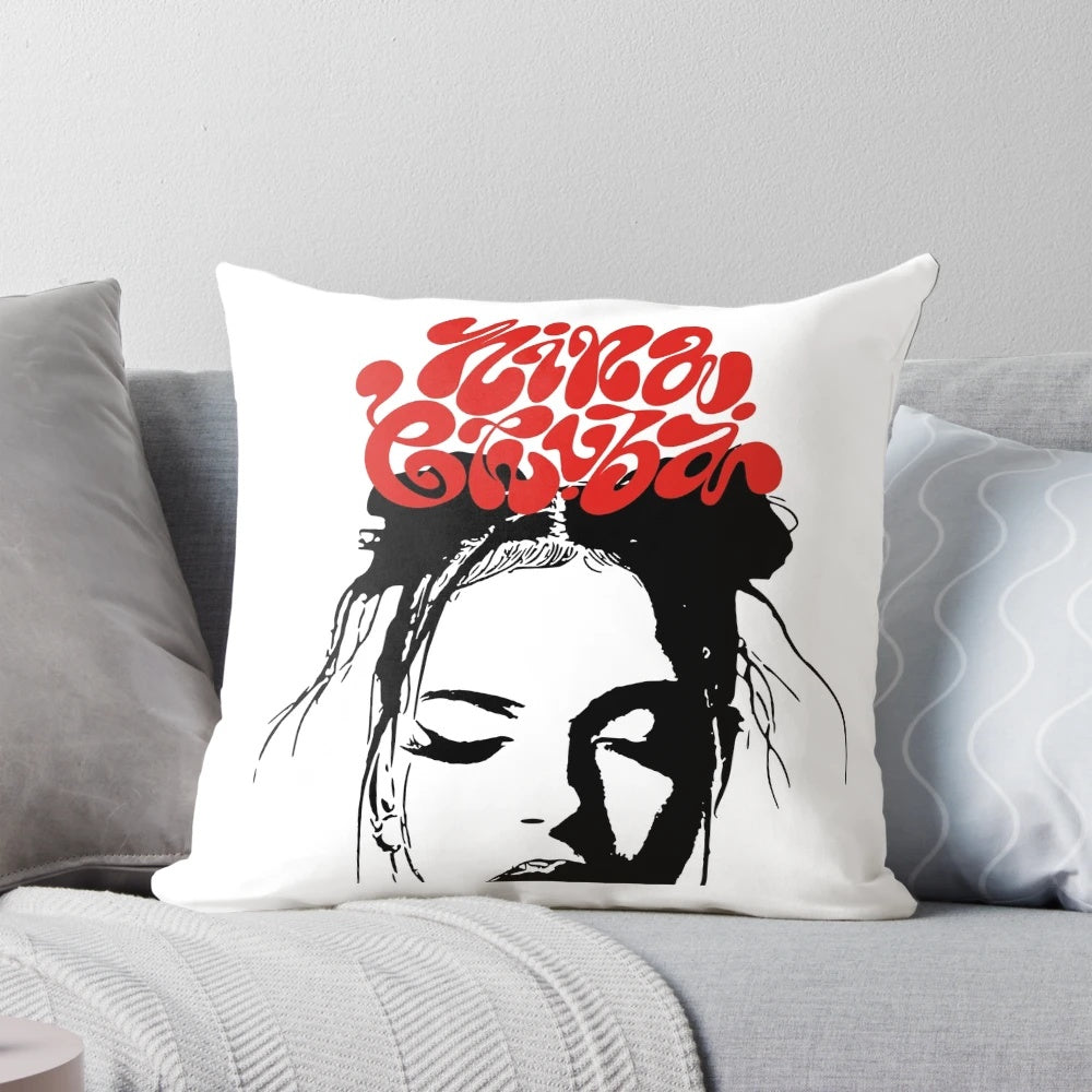 Vibrant pillow design featuring German pop singer Nina Chuba