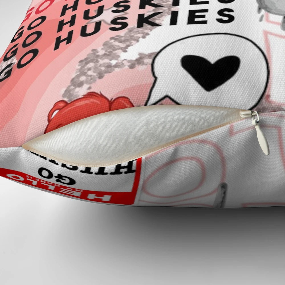 Northeastern-inspired decorative pillow with school colors and logo