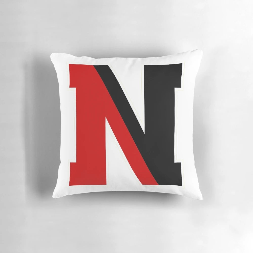 Plush pillow featuring the Northeastern University logo