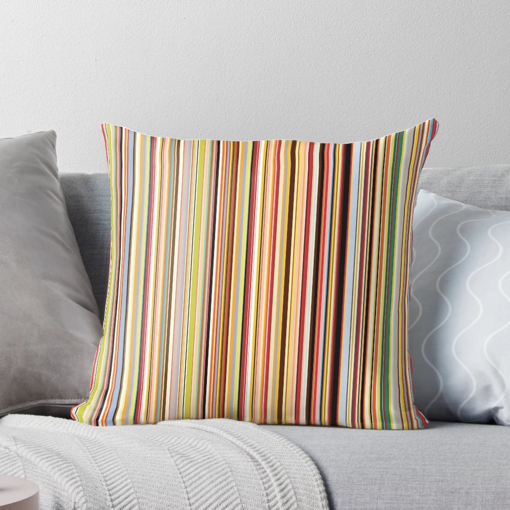 Old Skool Stripes Patterned Pillow for Neutral Home Decor