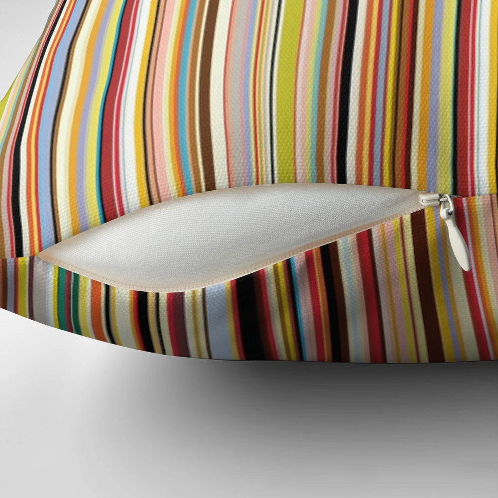 Old Skool Stripes Patterned Pillow for Neutral Home Decor