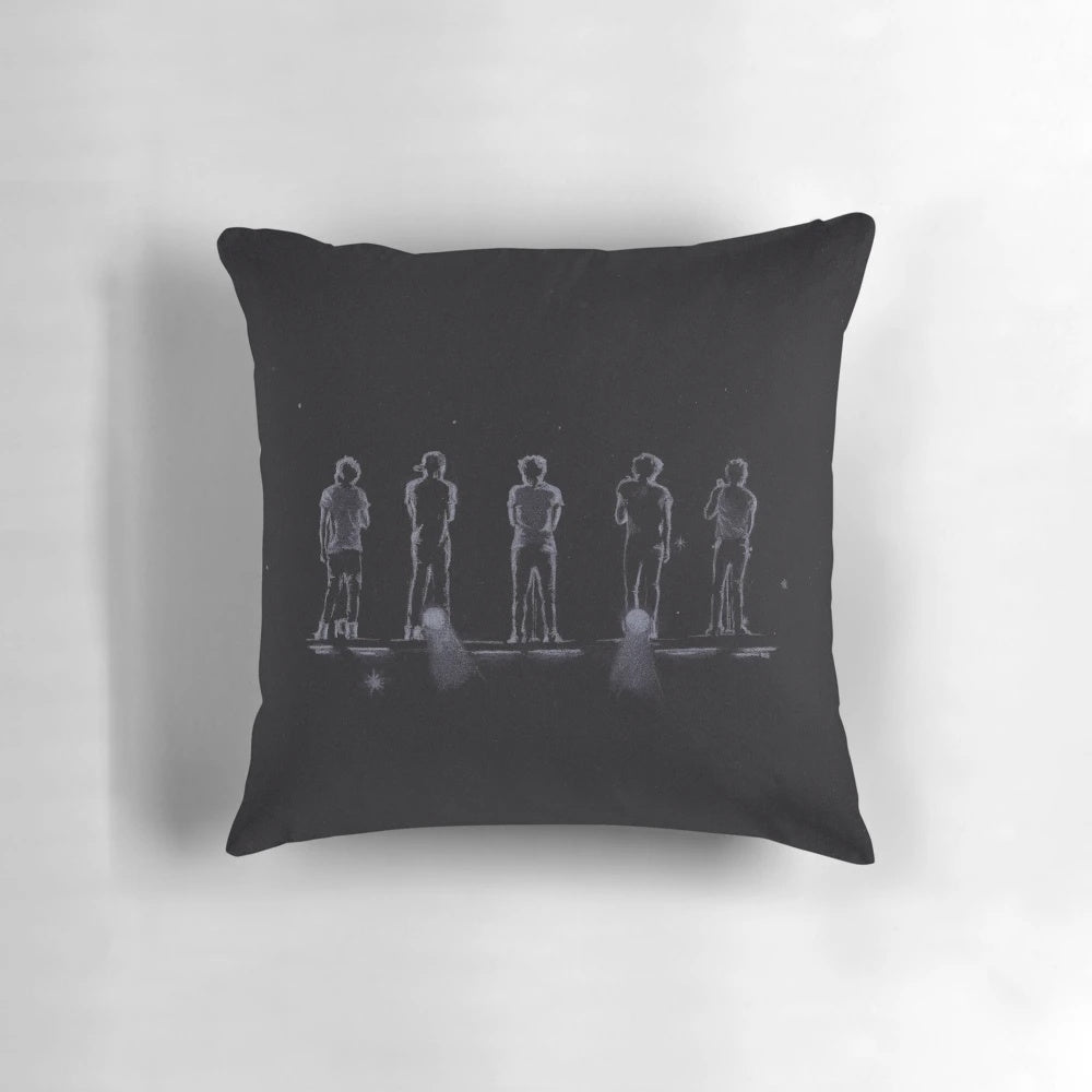 One Direction inspired decorative pillow featuring the popular boyband