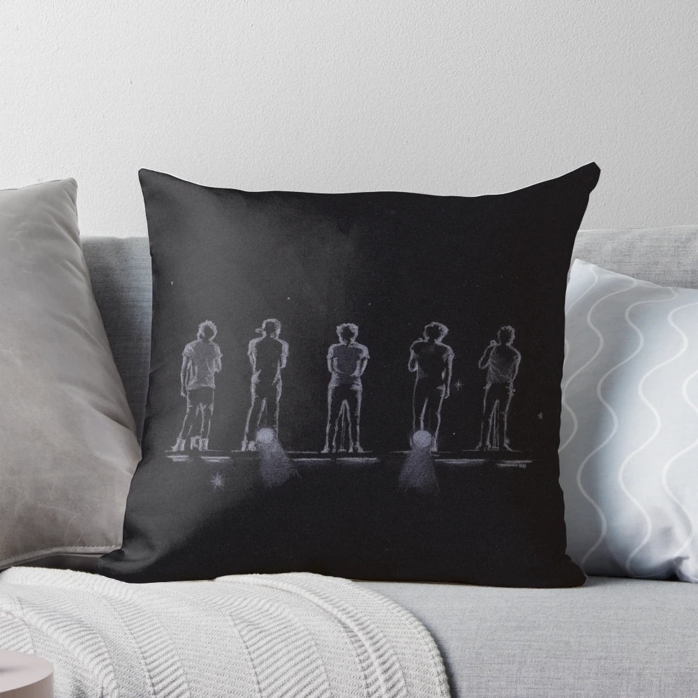 One Direction inspired decorative pillow featuring the popular boyband