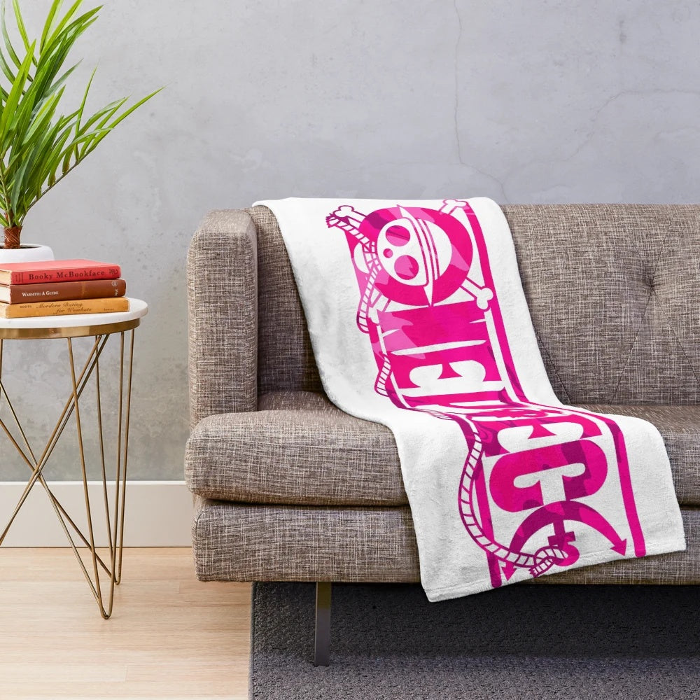 Pink marble one piece logo plush blanket