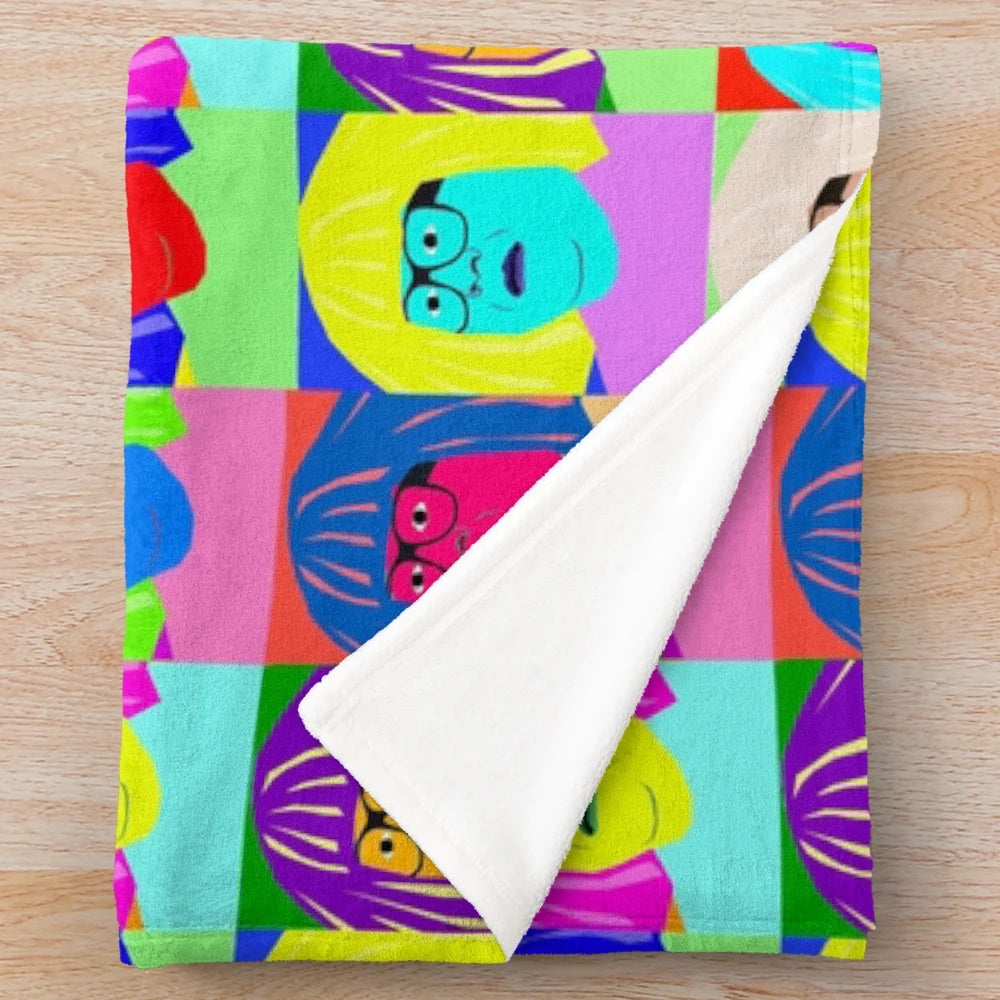 Ongo Gablogian themed plush blanket with pop art design