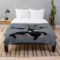 Orca whale plush blanket with designer artwork