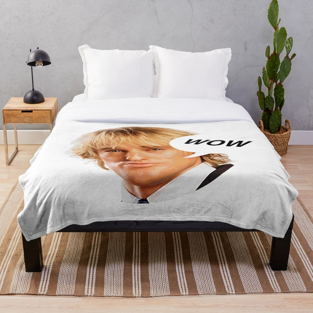 Owen Wilson inspired plush blanket with a pop art style portrait