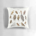 Decorative owl-themed pillow with a natural, forest-inspired design