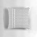 Black and white Palestinian hatta kufiya pattern pillow with traditional keffiyeh design