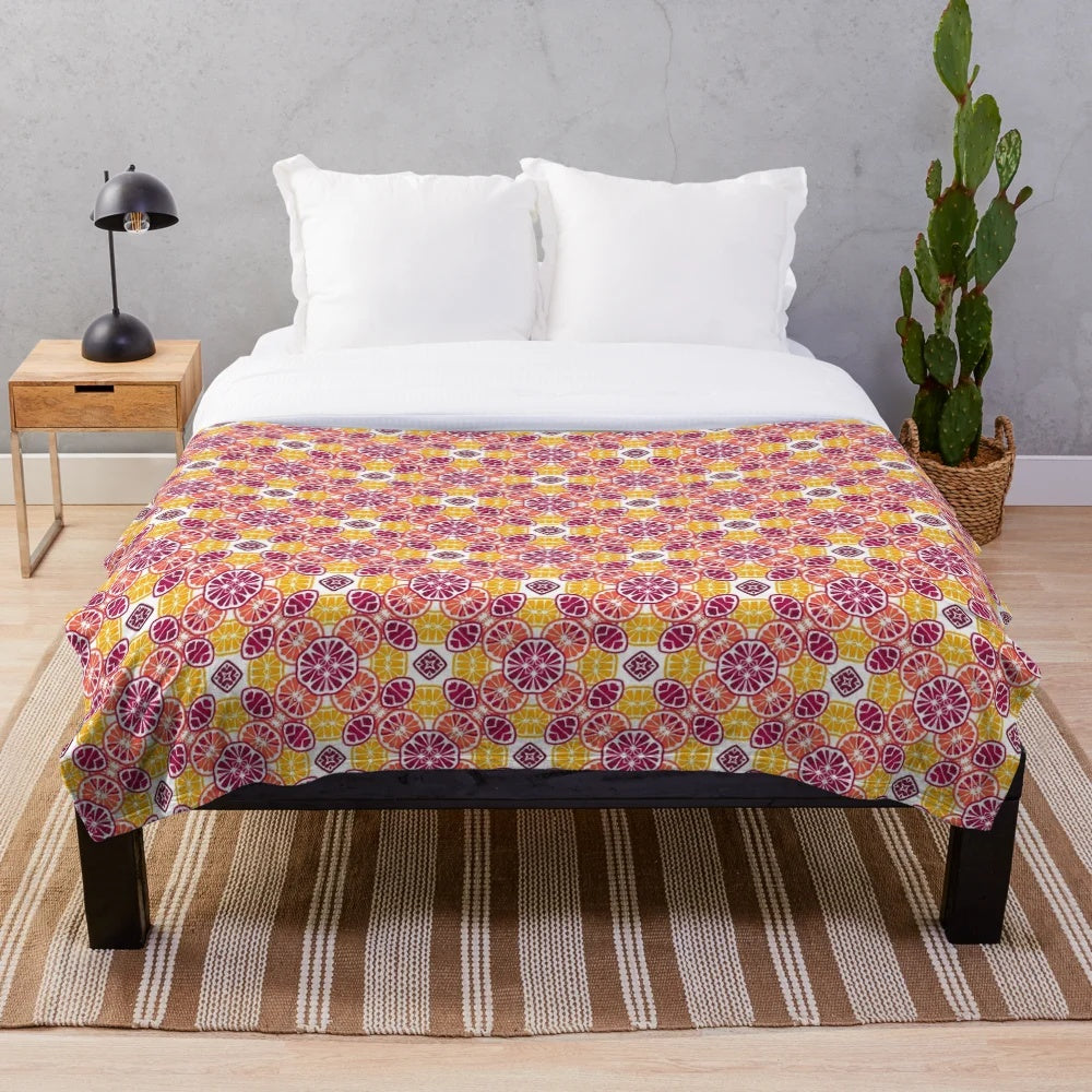 Patterned plush blanket with various designs