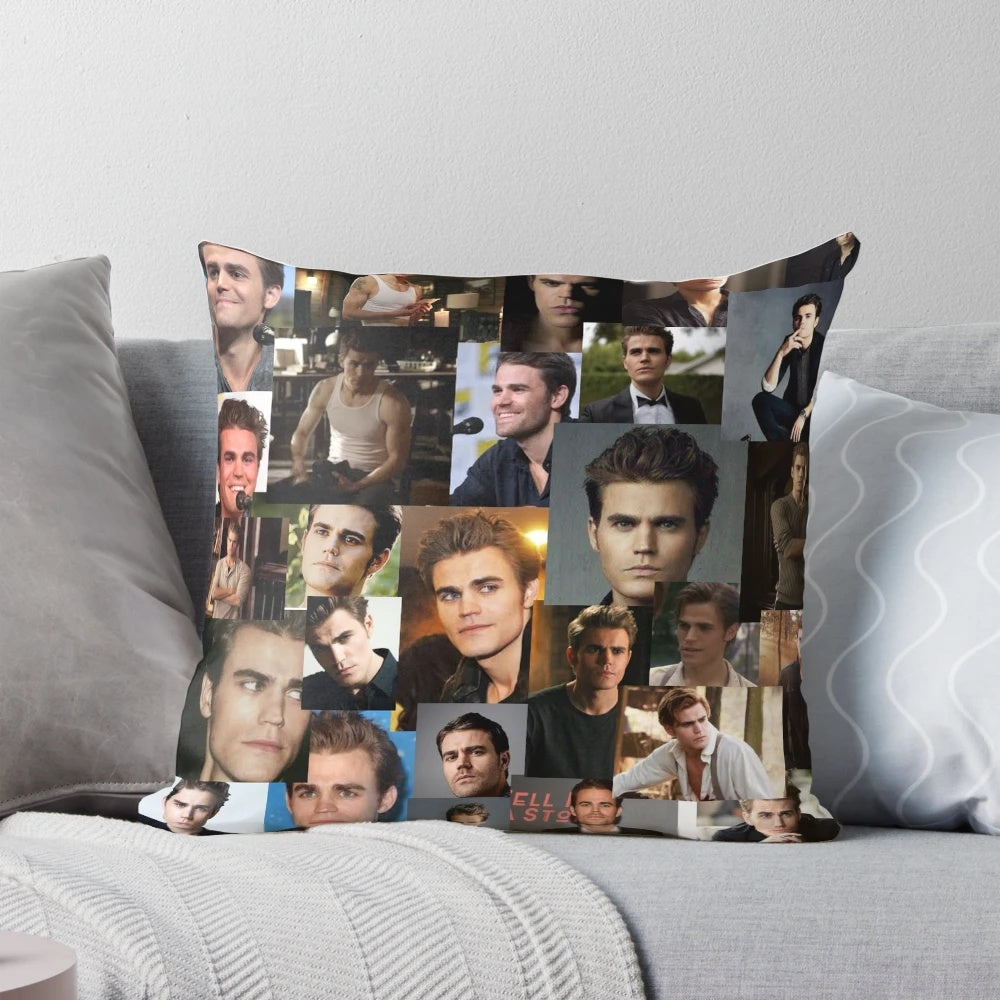Stylish pillow featuring a design inspired by actor Paul Wesley