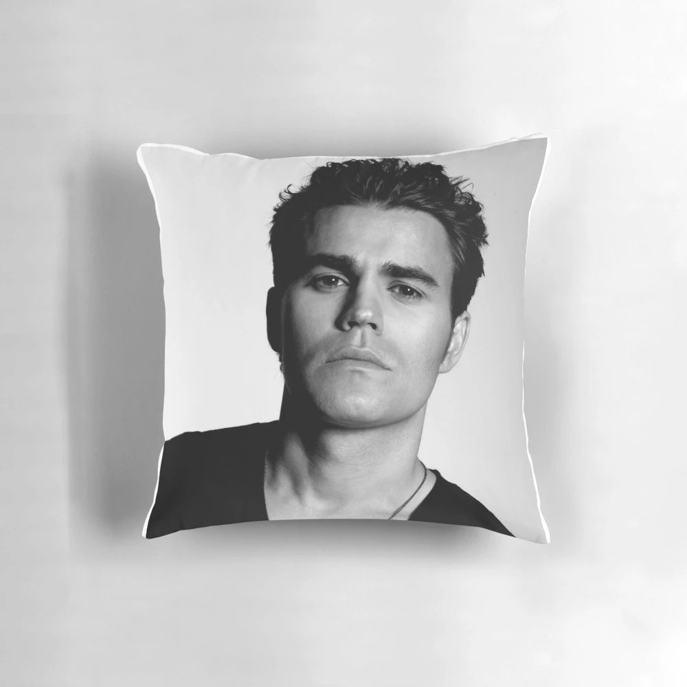 Black and white pillow with lightning bolt design, inspired by Paul Wesley's iconic character Stefan Salvatore