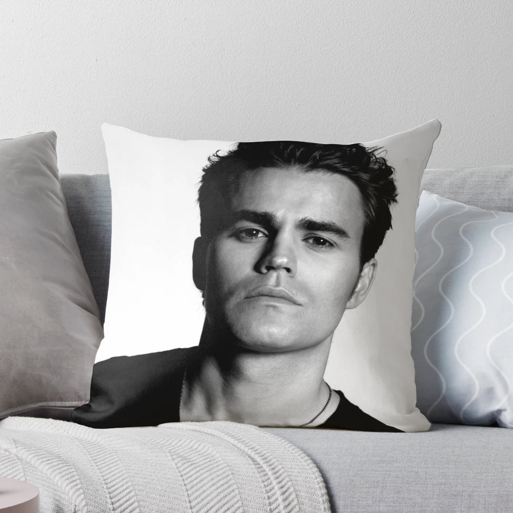 Black and white pillow with lightning bolt design, inspired by Paul Wesley's iconic character Stefan Salvatore