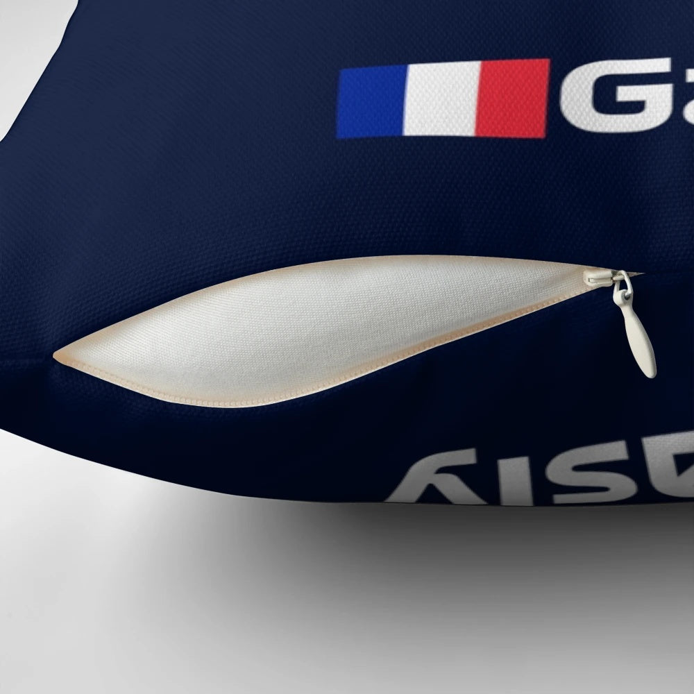 Pierre Gasly Formula 1 driver and Alphatauri pilot portrait printed on a soft, high-quality pillow
