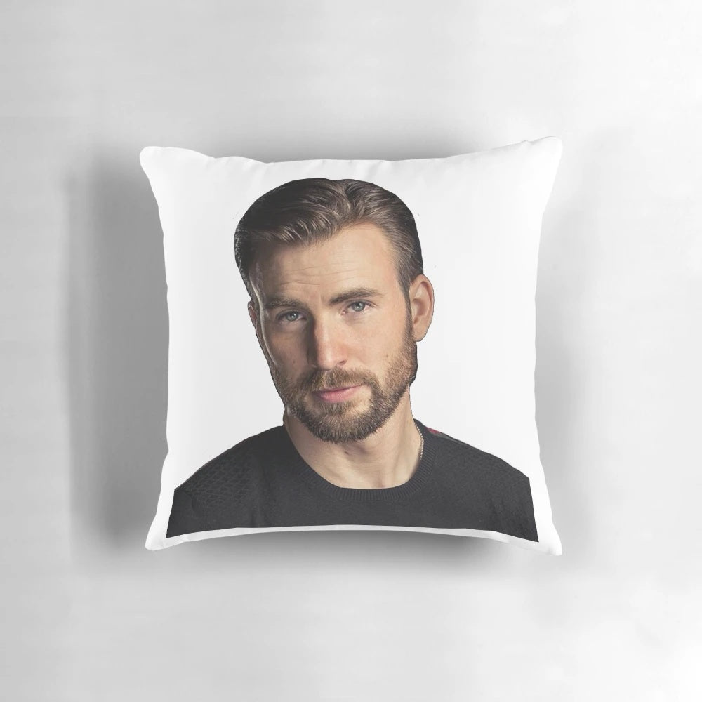 Pillow featuring a photo of the popular and handsome actor Chris Evans
