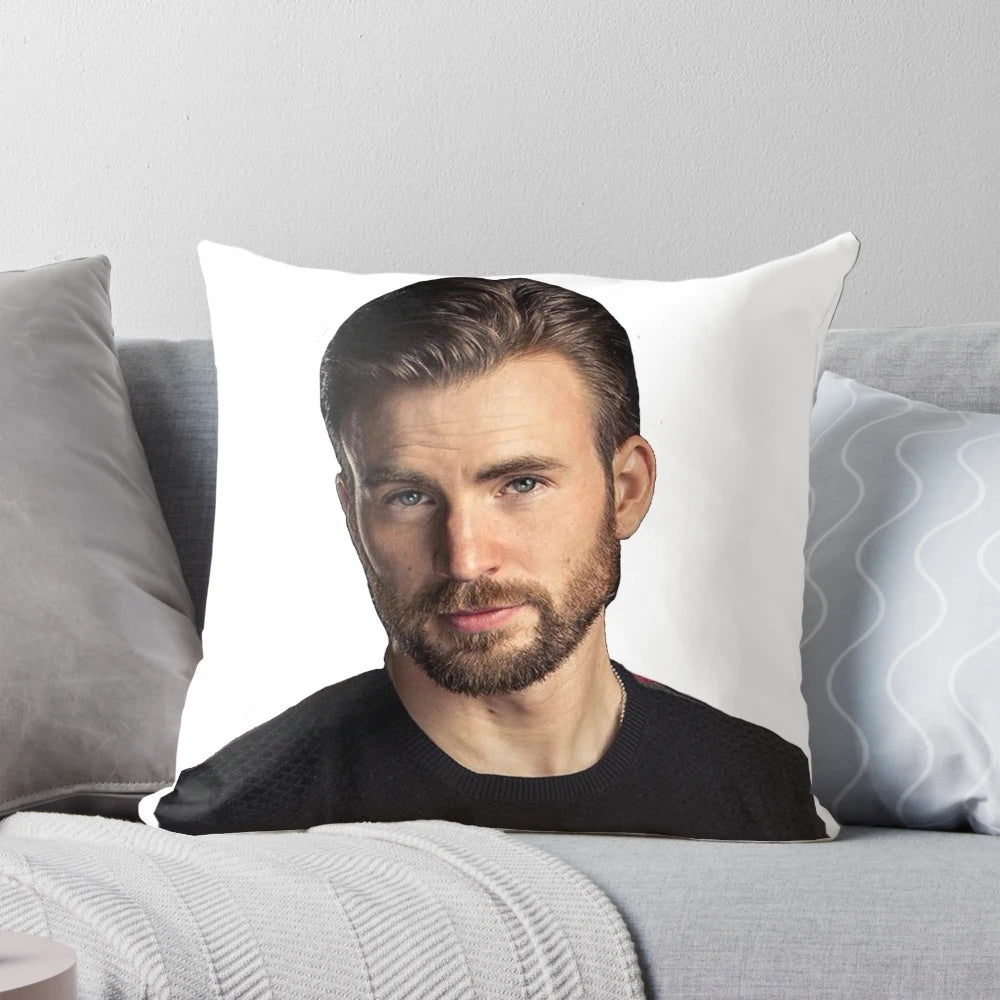 Pillow featuring a photo of the popular and handsome actor Chris Evans