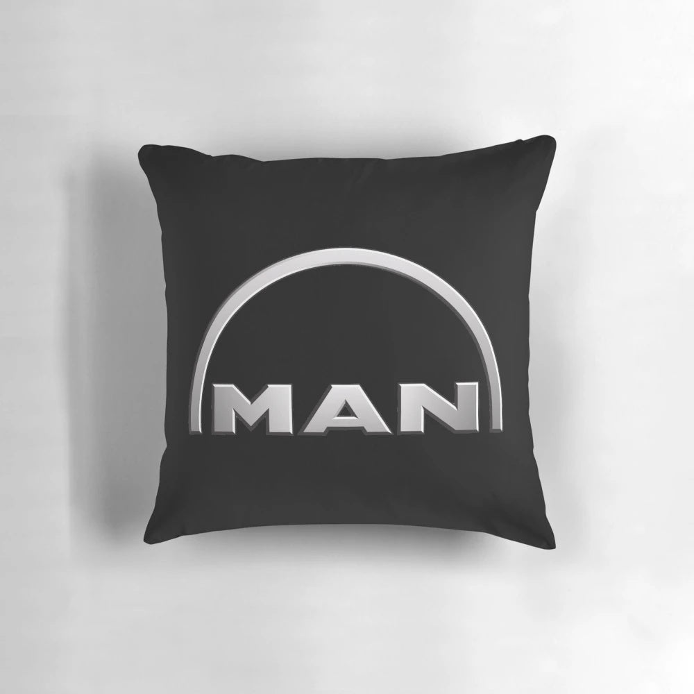 Pillow featuring a bold and iconic truck logo, ideal for men's home and office decor.