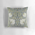 Pimpernel design pillow with a beautiful William Morris botanical print featuring green leaves and flowers