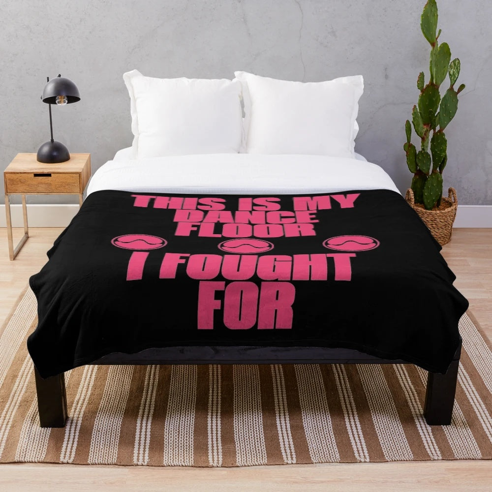 Pink and black plush blanket with Lady Gaga Chromatica design