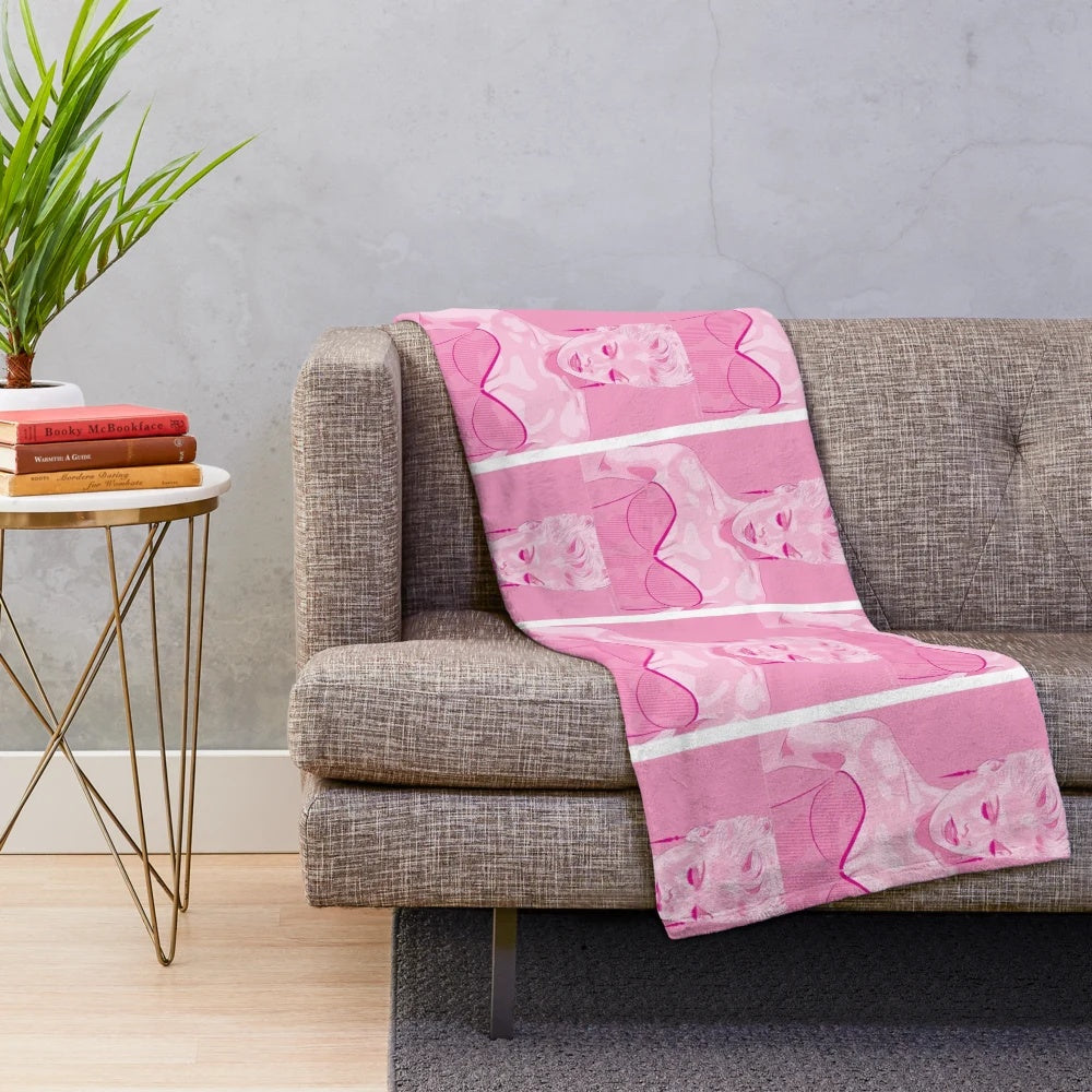 Pink plush blanket for bedroom, living room, or other spaces
