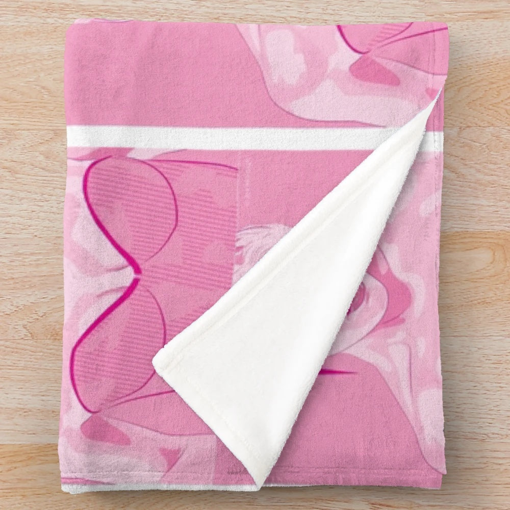Pink plush blanket for bedroom, living room, or other spaces