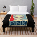 Pink plush blanket with a stylish design, perfect for music and pop culture fans