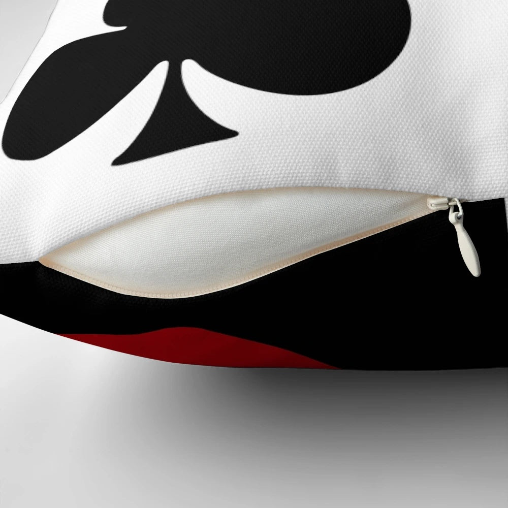 A plush, decorative pillow featuring a playing card design, perfect for game rooms, dens, or anywhere you want to add a touch of luck and excitement.