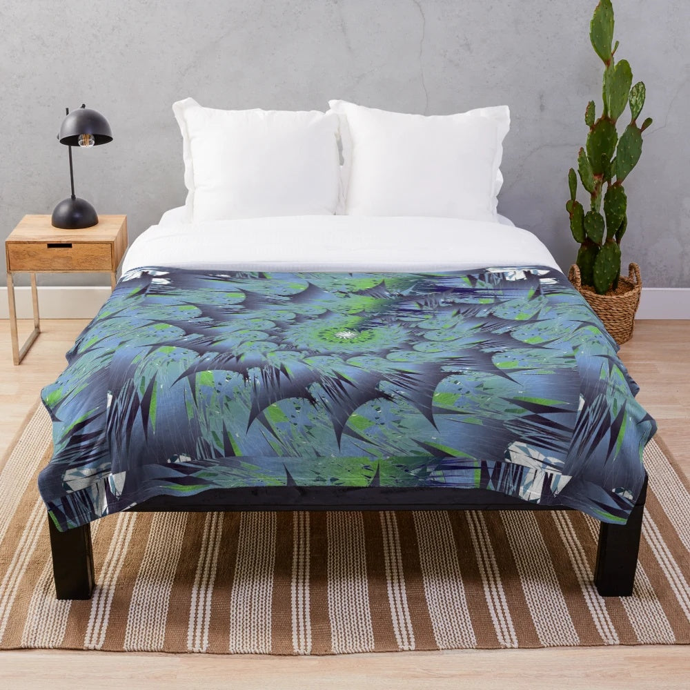 Soft and vibrant plush blanket with a unique designer pattern