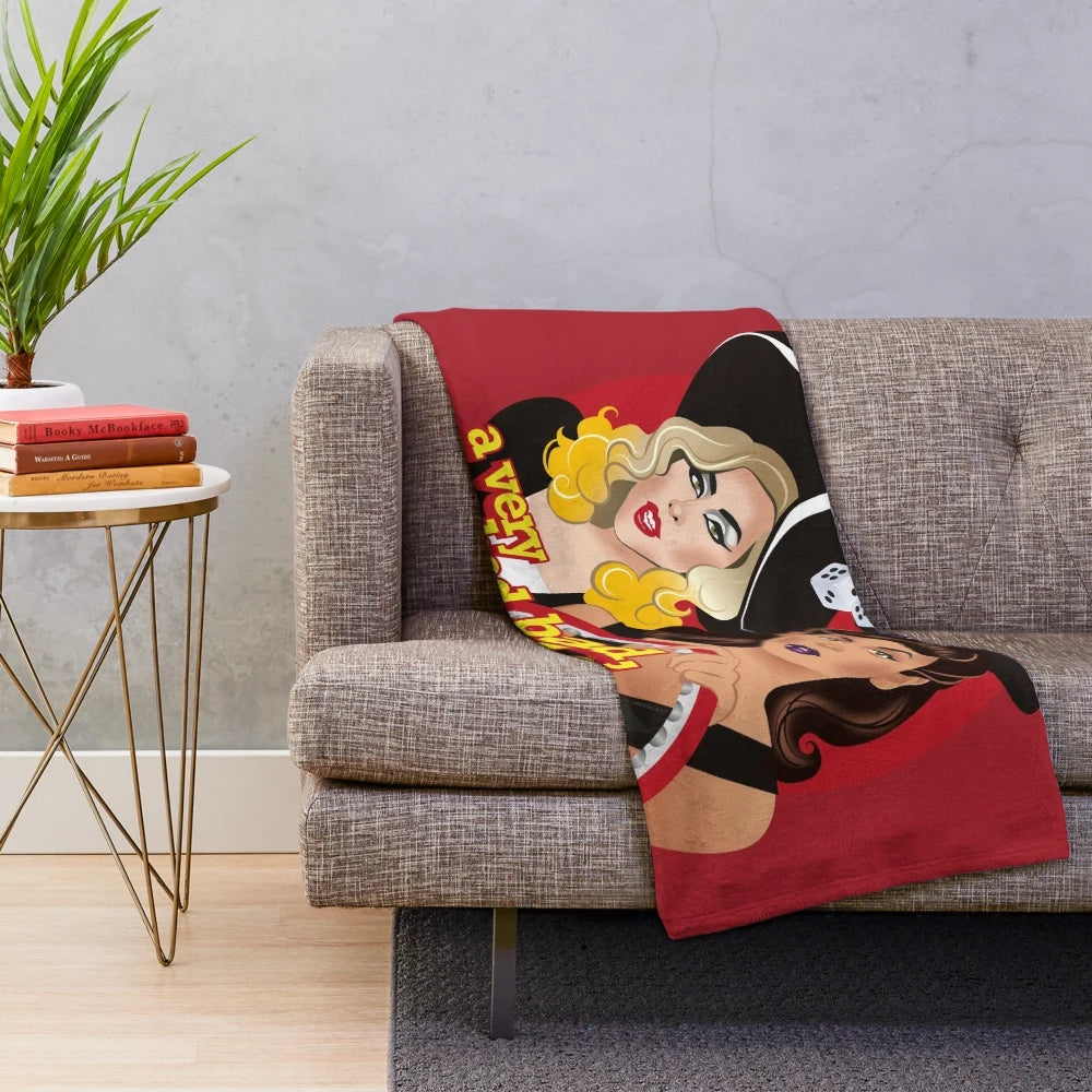 A plush blanket featuring Alejandro Mogolloart's pop art design of a stylish bad girl diva