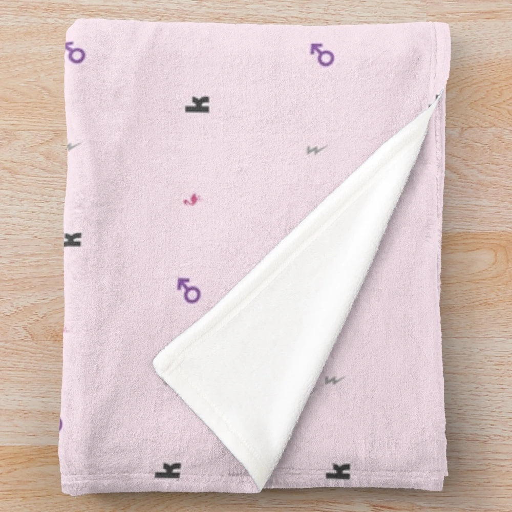 Plush blanket with patterns inspired by the popular rock band The Killers