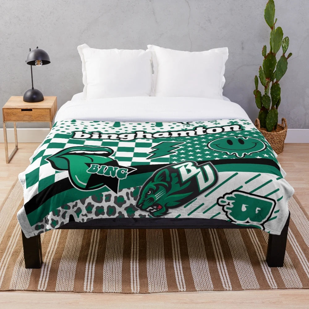 Cozy plush blanket with trendy design for college dorm and home